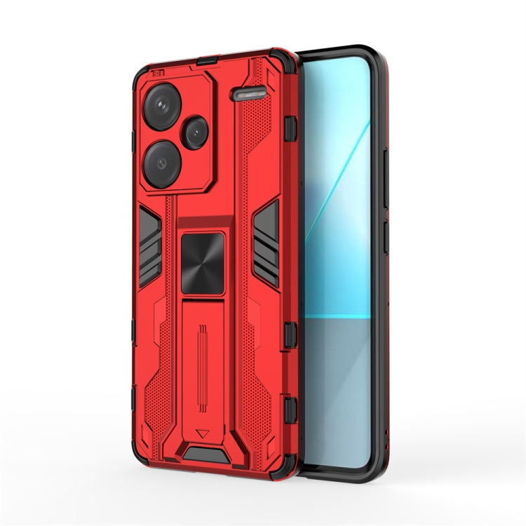 Red Supersonic Armor PC Hybrid TPU Phone Case for Redmi Note 13 Pro+, showcasing its stylish design and durable materials.